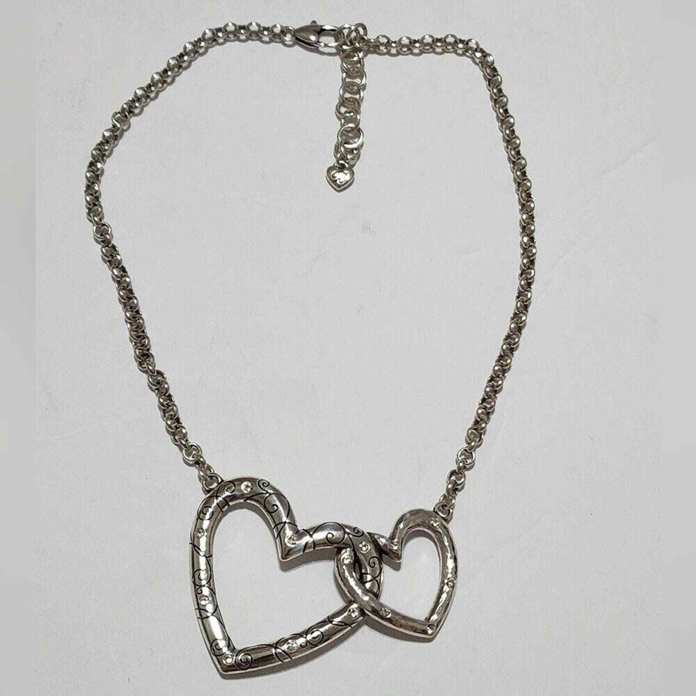 Brighton Silver Interlocking Hearts Necklace Scro… - image 3